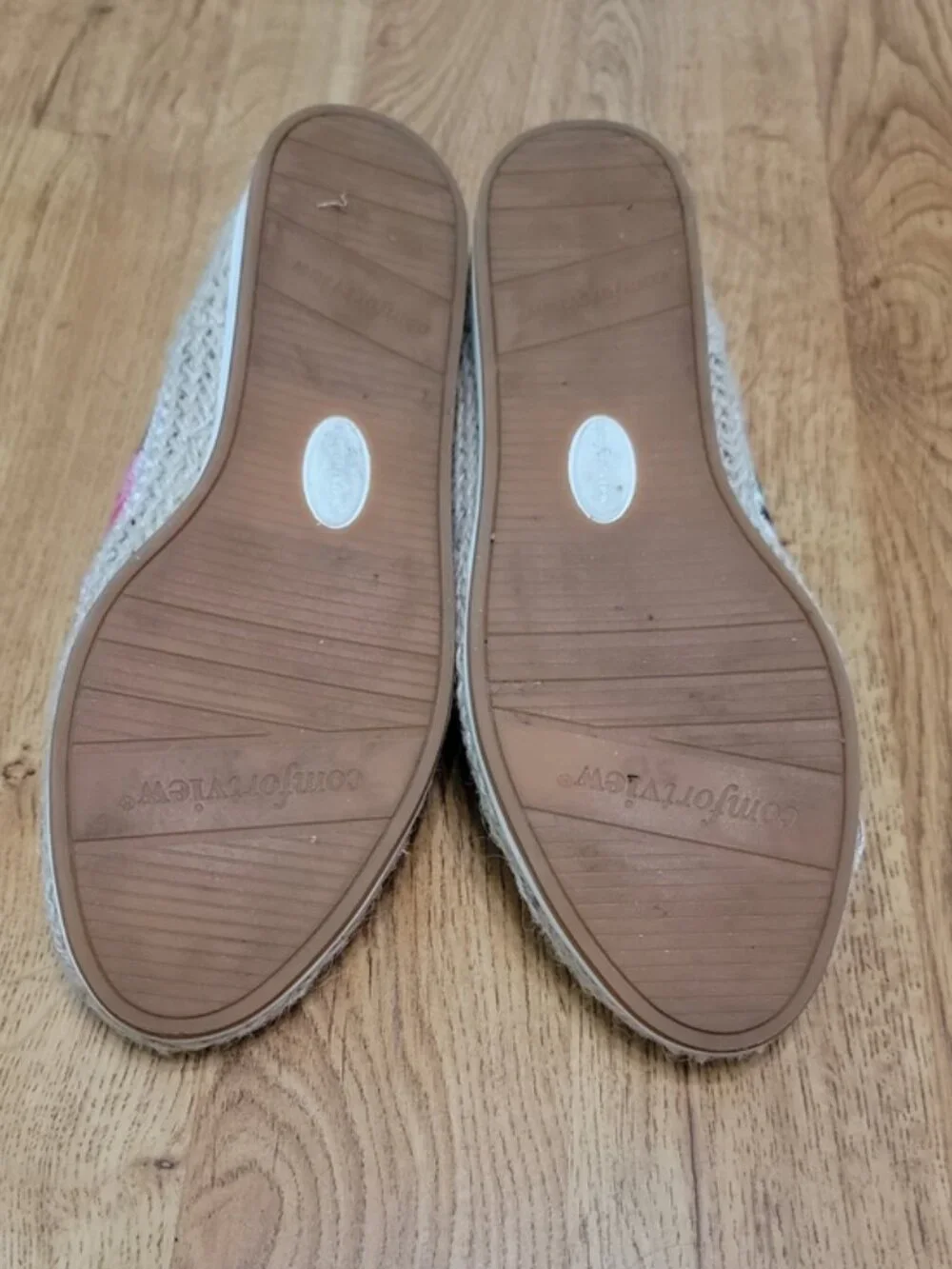 Comfortview Pink Green White Floral Canvas Espadrille Slip On Shoes Size 9W